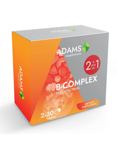 Pachet 1+1 B-Complex, 2x30 tablete, Adams