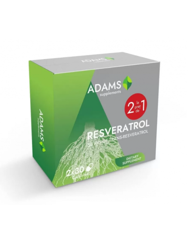 Pachet 1+1 Resveratrol, 2x30 capsule, Adams