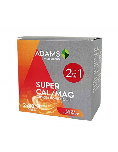 Pachet 1+1 Super Cal/Mag, 2x30 tablete, Adams