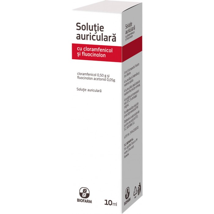 Solutie auriculara cu cloramfenicol si fluocin 10ml, Biofarm Sa Romania
