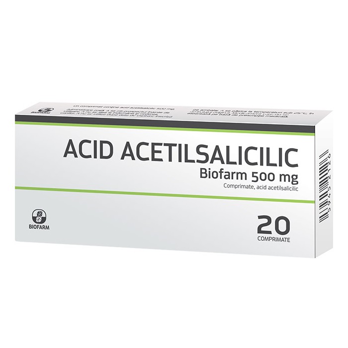 Acid acetilsalicilic 500mg x 20 cpr, Biofarm Sa Romania