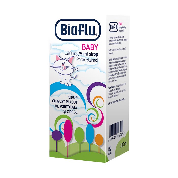 Bioflu Baby 120mg/5ml sirop x 100ml PET, Biofarm Sa Romania