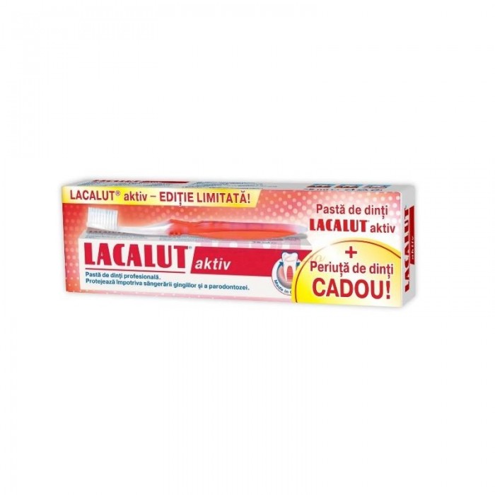 Lacalut Aktiv x 75 ml  Perie Aktiv Cadou