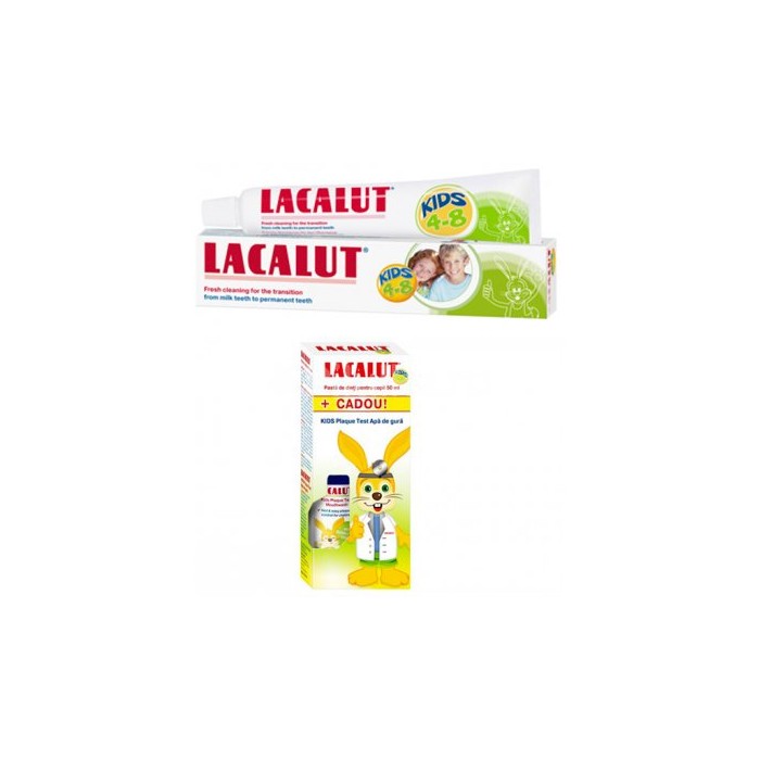 Lacalut kids (4-8ani) pasta dinti x50ml  plaque test x50ml cadou