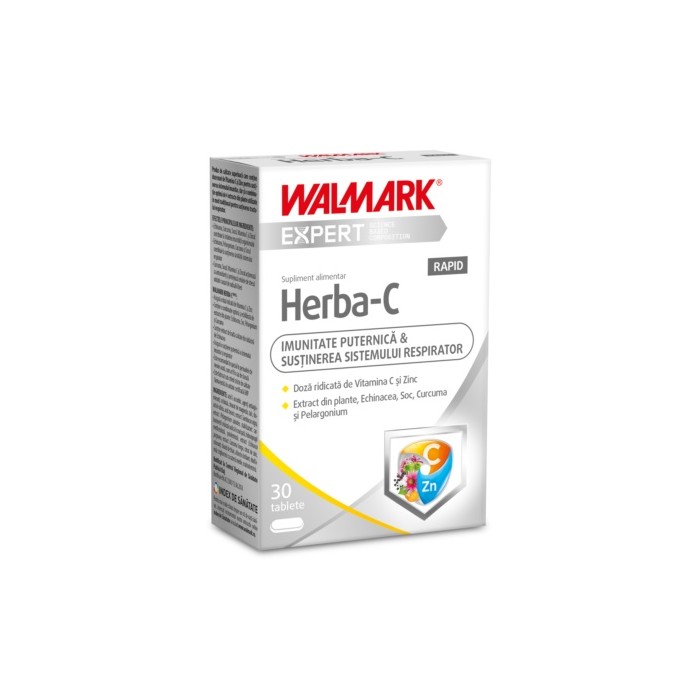 Herba C rapid, Vitamina C 500mg  Zinc 10mg, 30 tablete, Walmark