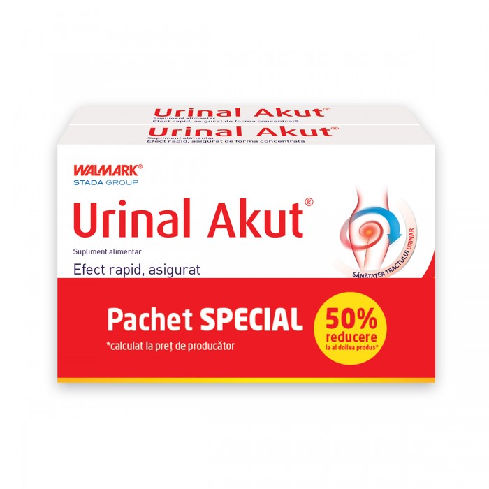 Pachet Urinal Akut 1 50% la al doilea produs, 2 x 10 tablete, Walmark