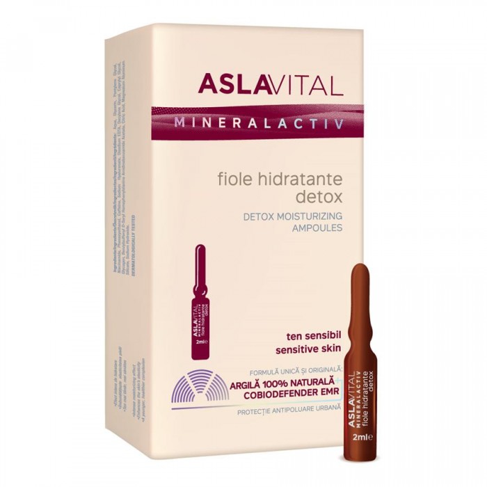 Aslavital fiole hidratante detox 7 fiole, 2 ml, Farmec