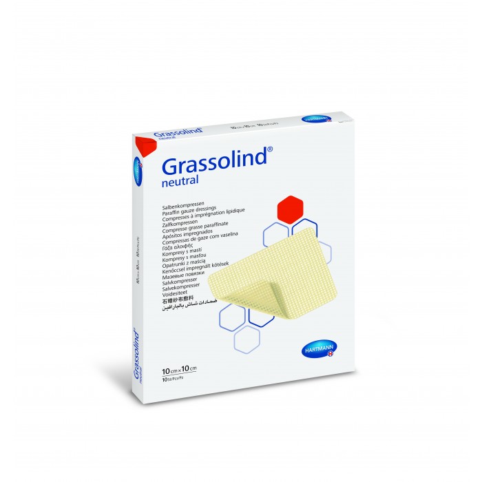 Grassolind neutral 10 x 10 cm x 10 buc - comprese impregnate cu unguen