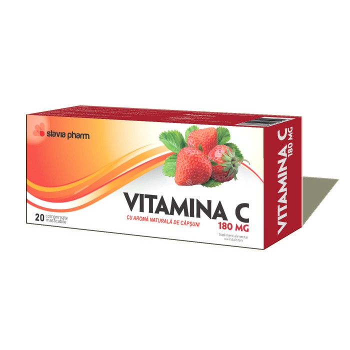Vitamina c capsuni 180mg x 20 cp masticabile