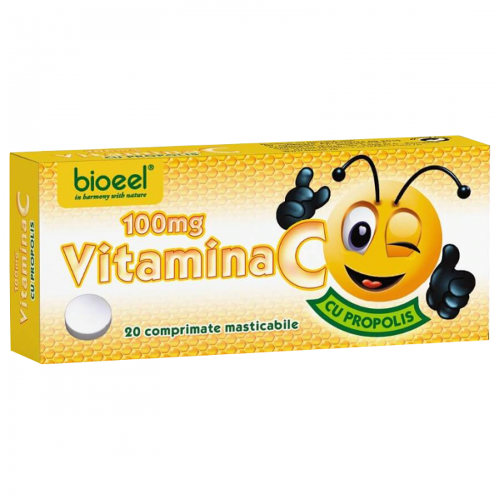 Vitamina C 100mg cu propolis, 20 comprimate masticabile, Bioeel