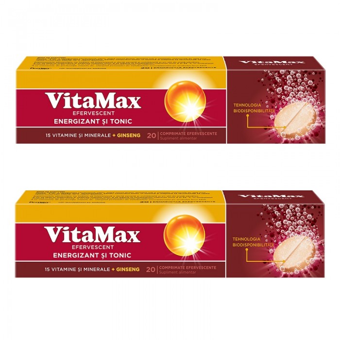 Vitamax, 20 de comprimate efervescente PACHET PROMO 11 cu 50% reducere, Omega Pharma