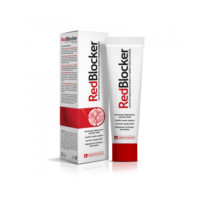 Redblocker, Crema de noapte pentru pielea cu capilare vizibile si sensibila, 50 de mililitri, Aflofarm