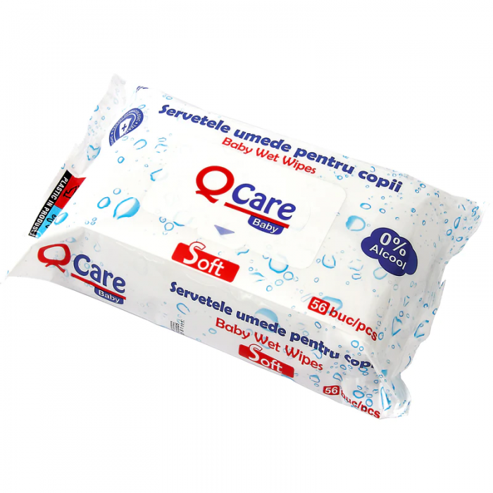 Qcare servetele umede pentru copii soft, 56bucati, Sarah Farm