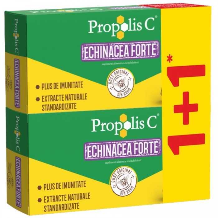 Pachet PROMO Propolis C cu echinacea forte 11, 2x30 comprimate, Fiterman