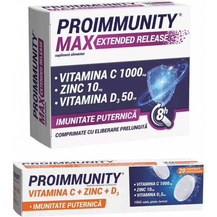 Proimmunity max extended release, 30 comprimate Proimmunity, 20 comprimate efervescente