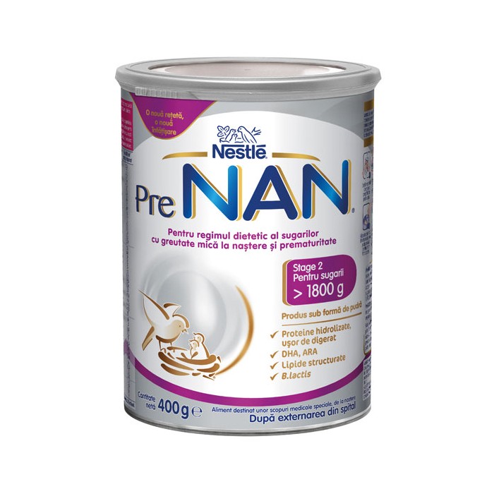 Lapte praf Pre Nan Stage 2, 400 g, Nestle Romania