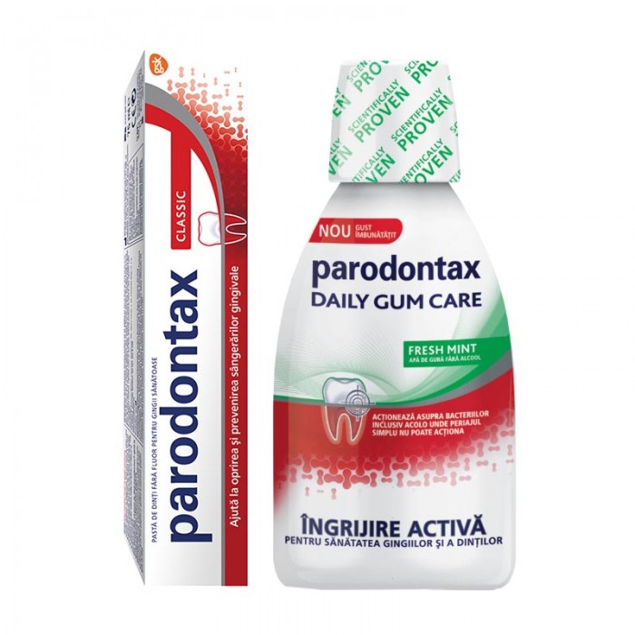 Pasta de dinti Parodontax classic, 75 ml  Apa de gura Daily gum care Fresh mint 500 ml, Glaxosmithkline