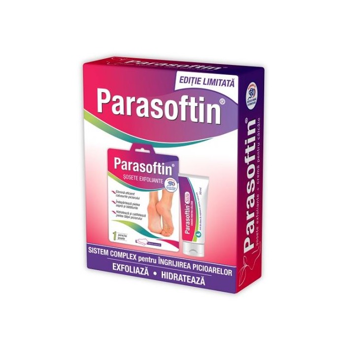 Parasoftin x 2 sosete exfoliante  crema pentru calcaie x 50 ml