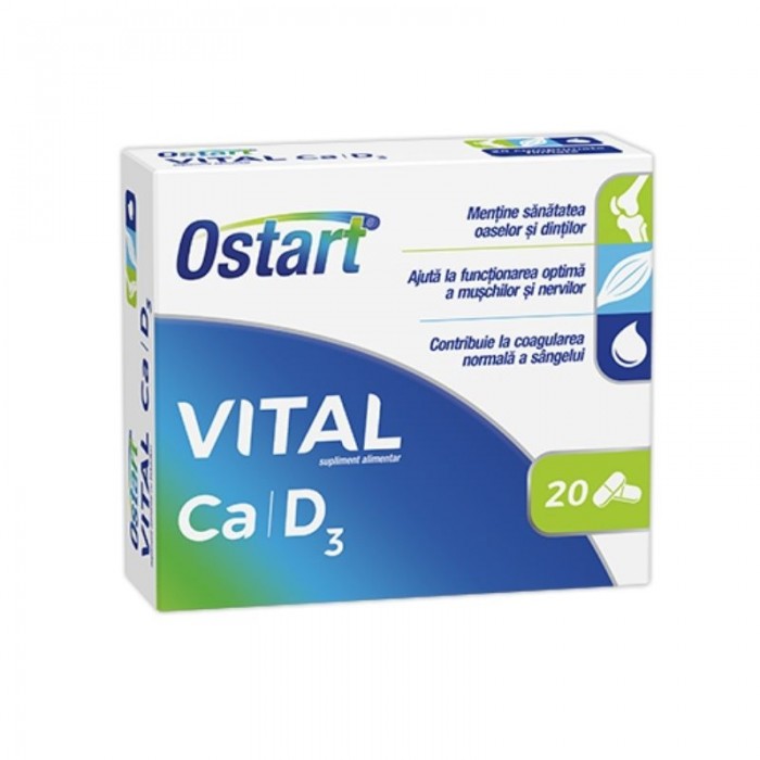 Ostart Vital Calciu  vitamina D3, 20 de comprimate, FIterman