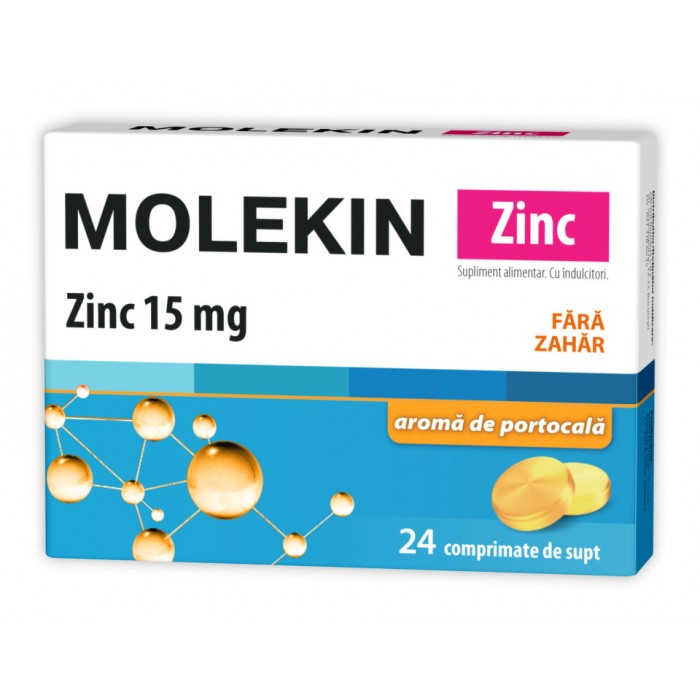 Molekin Zinc fara zahar, 15 mg, 24 de comprimate de supt, Zdrovit