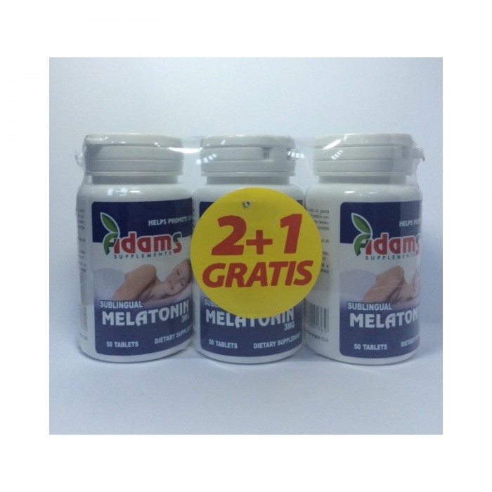 Melatonina 3 mg, 50 tb subling, 21 cadou, Adams