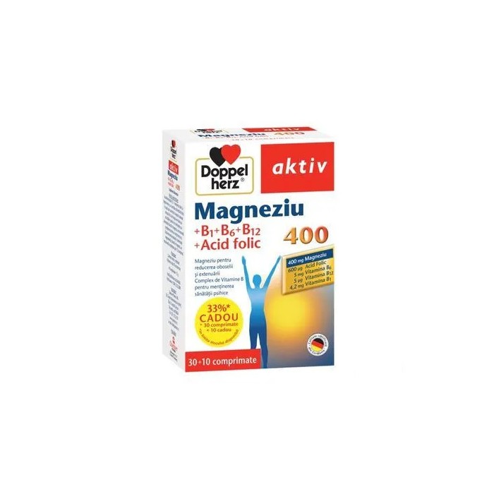 Magneziu 400  b1  b12  acid folic x 30tbl  10 tbl cadou