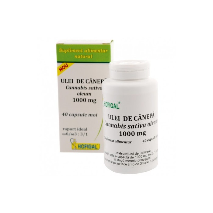 Ulei de canepa, 1000 mg, 40 de comprimate, Hofigal