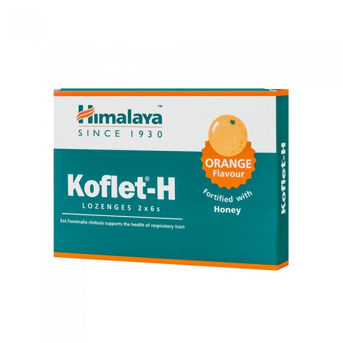 Koflet H, aroma de portocale, 12 pastile, Himalaya Drug. CO. India