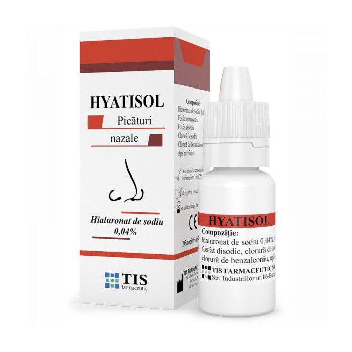 Picaturi nazale cu acid hialuronic Hyatisol, 10 ml, Tis Farmaceutic