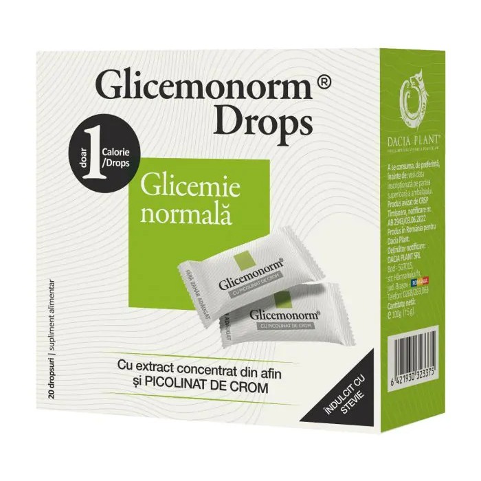 Glicemonorm drops, 20buc, Dacia Plant