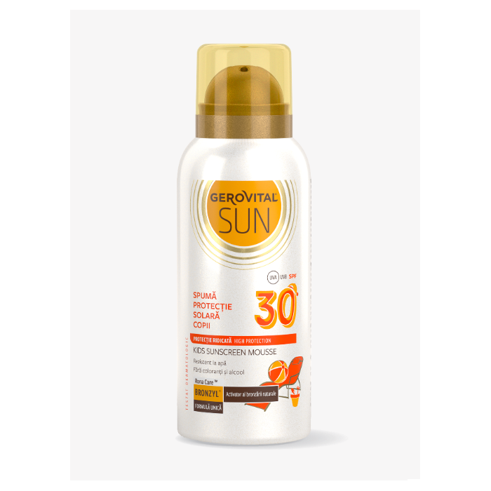 Gerovital sun spuma de protectie solara pentru copii cu factor de protectie SPF 30, 100 ml, Farmec