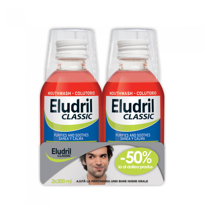 Pachet 1+1 - 50% reducere la a doua bucata Eludril apa de gura, 2 x 500ml,  ELGYDIUM CLINIC