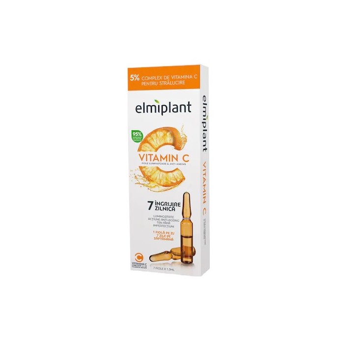 Elmiplant fiole cu vitamina C  iluminatoare & anti-ageing x 7 fiole x 1.3 ml