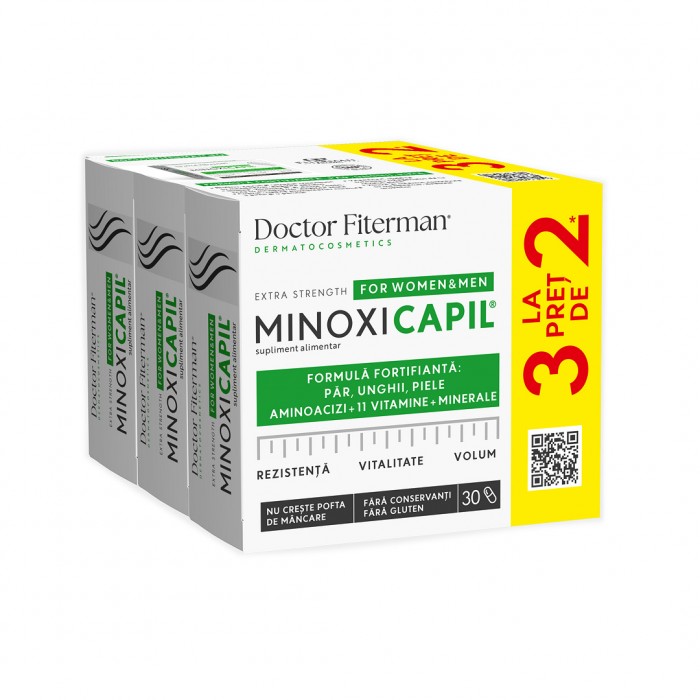 Promotie 3 pachete la pret de 2 - Doctor Fiterman Minoxicapil, 30 capsule, Fiterman Pharma