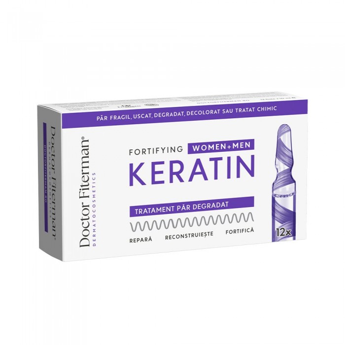 Tratament pentru par fragil Doctor Fiterman fortifying keratin, 12 fiole x 10 ml, Fiterman Pharma
