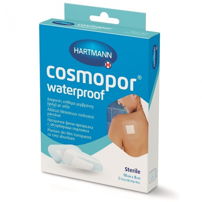 Cosmopor waterproof plasturi 10x8cm, 5 buc