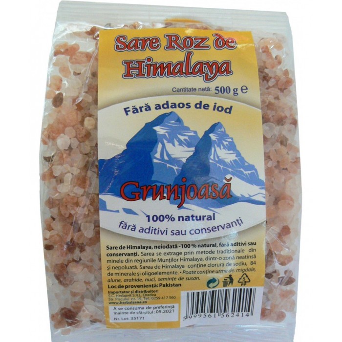 Sare grunjoasa de Himalaya, 500 g, Herbavit