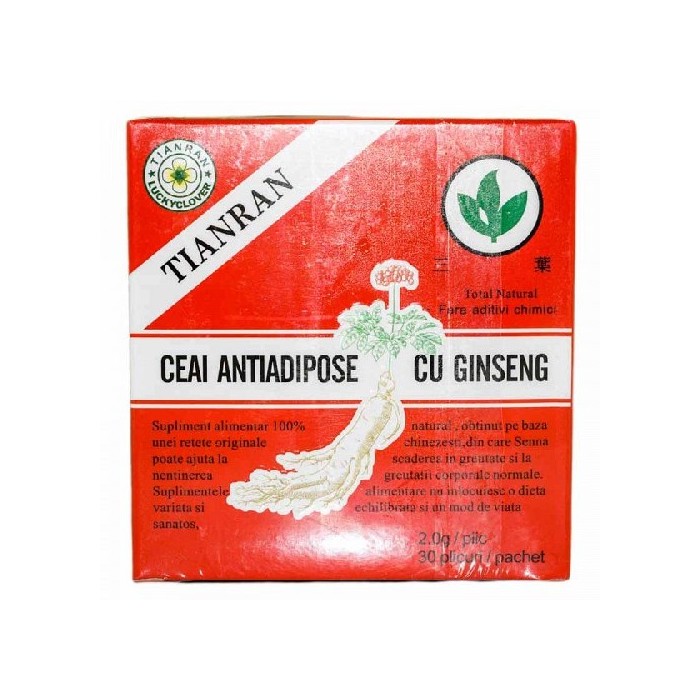 Ceai antiadipos cu ginseng rosu, 30 de plicuri, Sanye