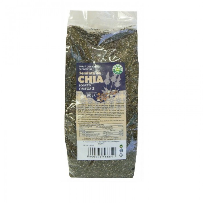 Seminte de chia, 500 g, Herbavit