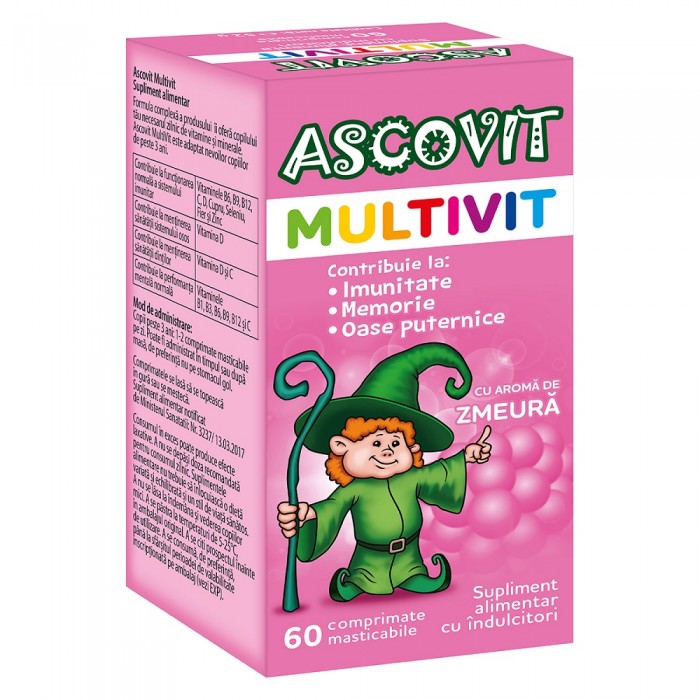 Ascovit multivitamine zmeura x 60 cpr