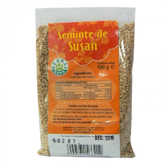 Seminte de susan alb,100 g, Herbavit